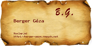 Berger Géza névjegykártya