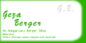 geza berger business card