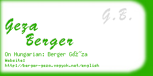 geza berger business card